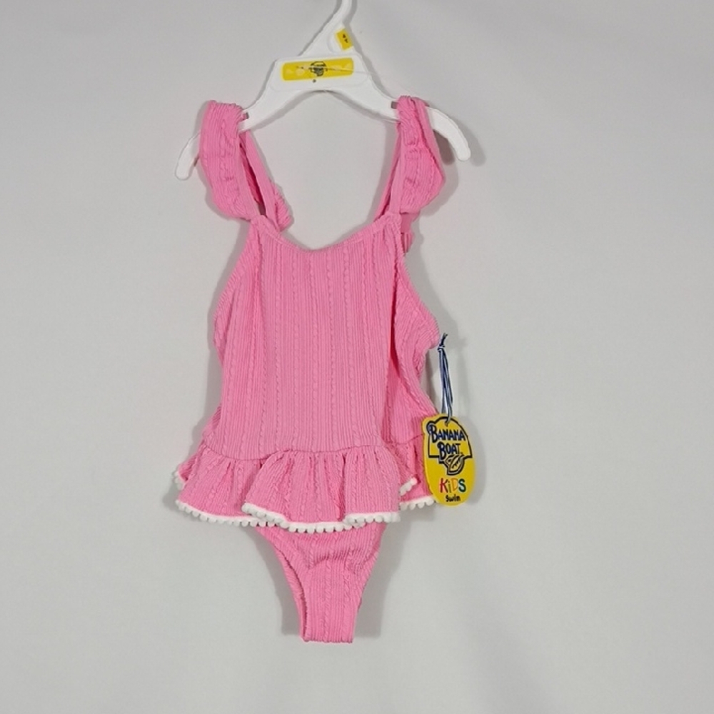 NWT Banana Boat Pink Ruffled One-Piece Swimsuit Girls Size 4T